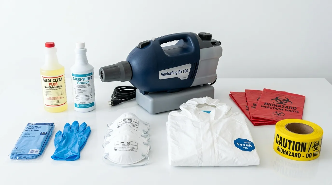 Professional biohazard remediation crew working in Key Biscayne